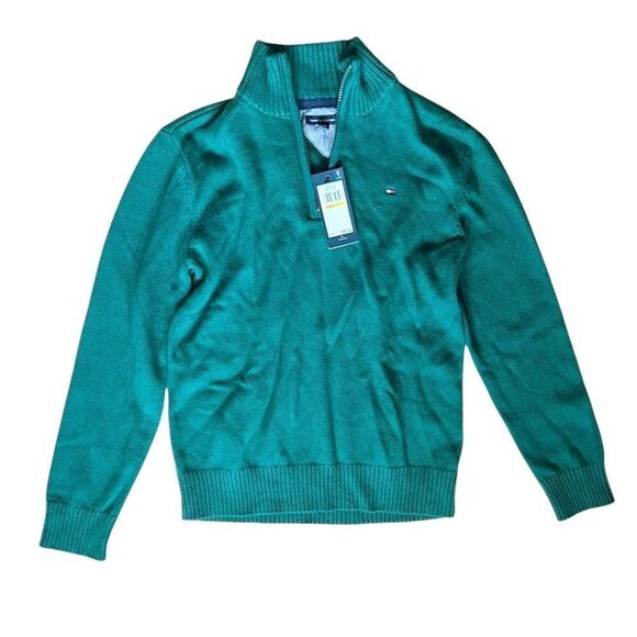 Tommy Hilfiger sweater green new nwt boys zip Medium - Picture 1 of 5